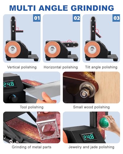 Mini Electric Belt Sander Variable Speed Desktop Grinder for Edge Finishing
