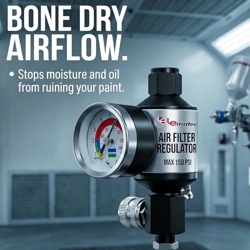 LE LEMATEC Paint Sprayer Regulator with Gauge & Water Separator