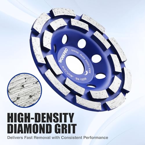 WORKPRO 4.5" Diamond Concrete Grinding Wheel, Double Row Cup Wheel - size: 4.5INCH(Double Row)