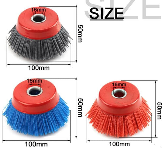 3Pcs 4'' x 5/8'' Nylon Filament Wheels Cup Brush Set for Angle Grinder ,Include Grit 80 120 240 ,Nylon Drill Brush Kit for Removal Rust Corrosion Paint (3Pcs Set)