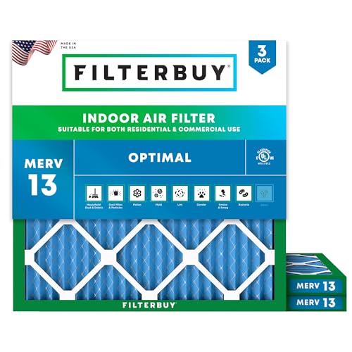 Filterbuy 10x10x1 Air Filter MERV 13 Smoke & Allergy Defense (3-Pack) - size: 10x10x1