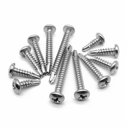 #10 x 1-3/4" (50 Pack) Stainless Steel Pan Head Self Tapping Screws Phillips Head Self Drilling Screws Sheet Metal Screws, 410 Stainless Steel - size: #10 x 1-3/4''