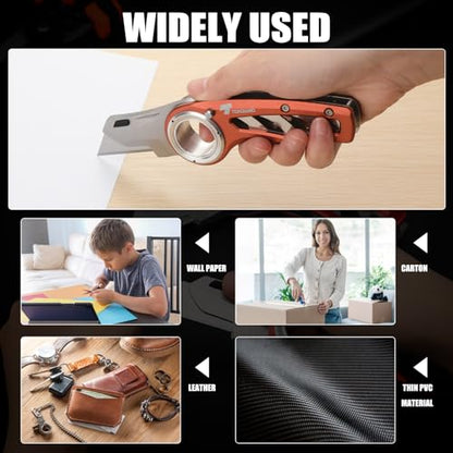 Tondiamo 2 Pcs Folding Pocket Utility Knife Box Cutter, Brown - color: Brown