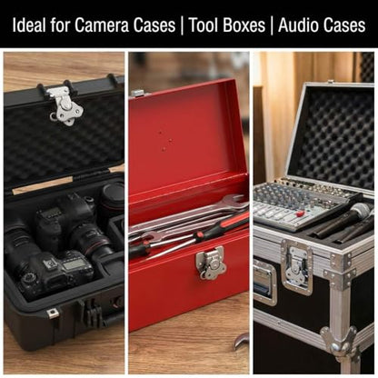 QWORK Compact Stainless Steel Catch Latch 2"x1.5" – 4 Pack Secure Closure for Flight Cases, Tool Boxes & Gear Cases