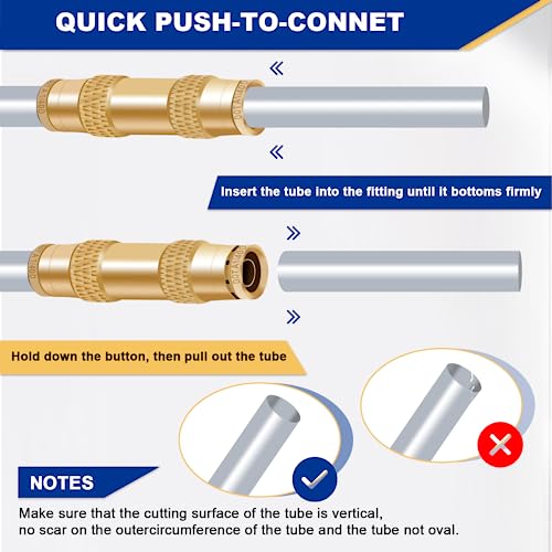 1/4" Brass Push To Connect Fittings, 5PCS DOT Air Line Fitting - color: 5PCS 1/4" Union