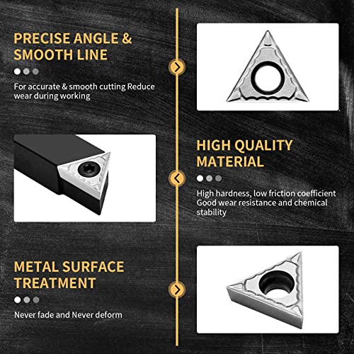 3/8" Indexable Carbide Turning Inserts Holder Set for Machining Lathes - size: 3/8 in