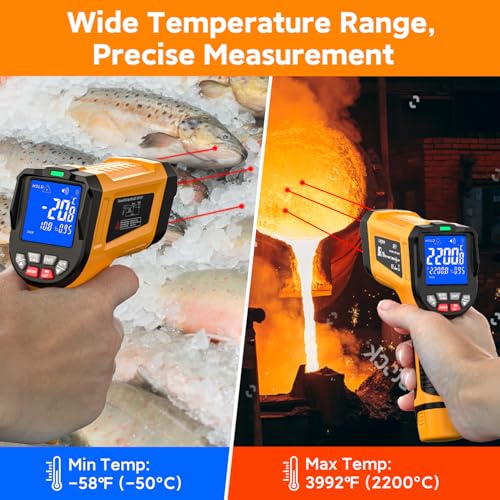 Infrared Thermometer Temperature Gun 3992°F 50:1, - color: -58°F to 3992°F