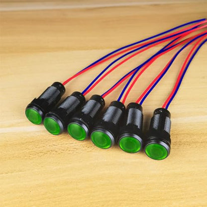Gebildet 6pcs Green LED Indicator Pilot Light 110VAC Mounting Hole Size 10mm(Flame Retardant Plastic Shell) - color: Green 110-220V/Black shell