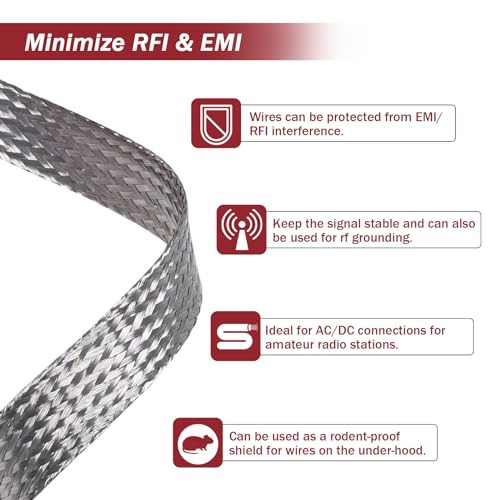 Wire Shielding Sleeve EMI RFI ESD Tinned Copper Metal Braid Ground Strap Electronics Cable Wrap Mesh Signal Interference Screening 7/16" ID (11/16 inch - 26ft) - size: 11/16 inch - 26ft