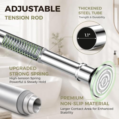 Shower Curtain Rod 30-64 Inch Tension Curtain Rod Shower Rod for Bathroom - color: Silver, size: 30-64 inches