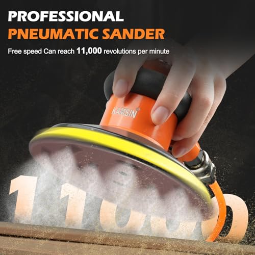 Pneumatic Random Orbital Sander 6" Air Palm Sander, Orbit 11000 RPM - style: 6 Inch 17-Hole