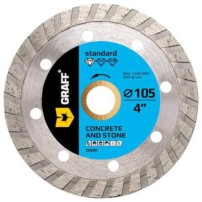 4 Inch Diamond Cutting Wheel for Angle Grinder Arbor 7/8"-5/8" – Turbo Diamond Blade for Stone, Marble, Granite, Brick, Masonry, Concrete – Diamond Saw Blades GRAFF - size: Ø 4 Inch