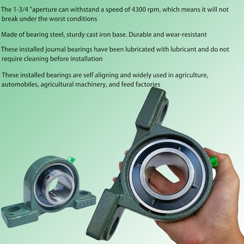 2 Pack UCP209-28 Pillow Block Bearing - 1-3/4" Mounted Pillow Block Bearings Solid Cast Iron Base - Self Alignment (209) - style: UCP209-28
