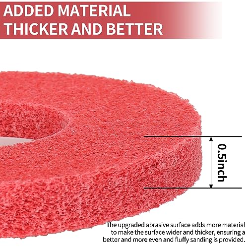 4 Inch x 5/8 Inch Fine Nylon Fiber Buffing Polishing Wheel for Angle Grinder 9P Hardness Round-Red Sanding Disc 5 Pack - style: Fine 9P 5Pcs