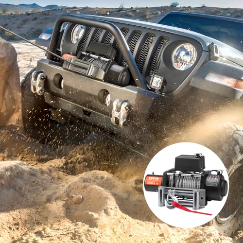VEVOR Electric Winch, 18,000 lb Truck Trailer Jeep Winch, 12V DC 7/16 in x 85 ft Steel Cable Roller Fairlead Wireless & Wired Remote Control, IP55 Waterproof Towing for Off Road SUV Jeep Truck Trailer - size: 18000 lbs
