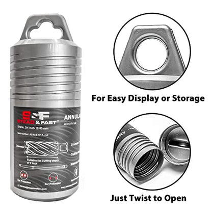 S&F STEAD & FAST Annular Cutter with Pilot Pin, 7/4" x 2", Mag Drill Bit - size: 1-3/4" x 2"