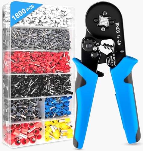 Ferrule Crimping Tool Kit, 1800PCS Wire Ferrules&Crimper Plier for AWG23-7