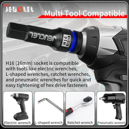 16mm Hex Impact Bit Socket, H16 1/2" Drive Allen Socket, Cr-Mo - size: 1PC | H16 16MM