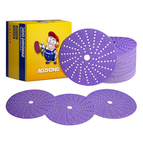 6 in - 50 Pcs Ceramic Multi-Hole Sanding Disc, Assorted Grits 80,120,180,220,320,400 Hook and Loop Sanding Disc, Premium Option for Metal Wood, Stock Removal, Fine Finishing - style: 6in - Variety Pack-A