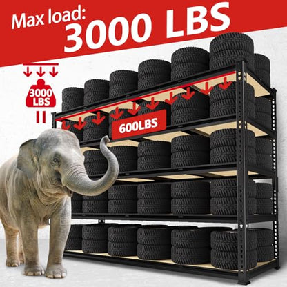 PrimeZone 60" W X 24" D X 72" H Heavy Duty Garage Storage Shelves, 3000 LBS - size: 60" W x 24" D x 72" H