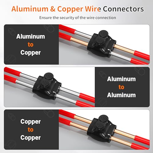 2 Port Insulated Multi Tap Connector 2/0-6 Gauge Wire Connectors Dual Entry Aluminum to Copper Wire Connectors Aluminum Wire Connector with Slotted Allen Hex - 6 Pack - size: 2/0-6 AWG