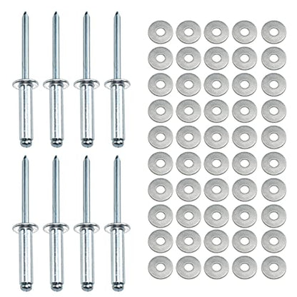 50 sets Aluminum Blind Rivets with Aluminum Backup Pop Rivets Washers