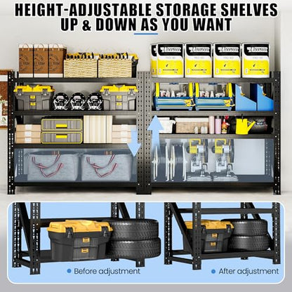 Heavy Duty Metal Shelving Units, Garage Shelves & Storage System - size: 67"W x 24"D x 63"H