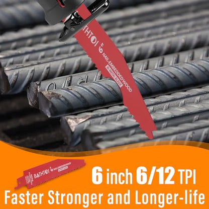 25 Pack 6 Inch 6/12 Tpi Reciprocating Saw Blades for Nail-Embedded Wood - size: 6 Inch 6/12TPI