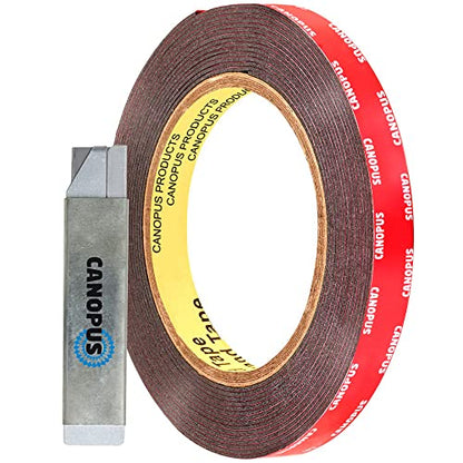 CANOPUS Double Sided Tape, 5952 Heavy Duty Mounting Tape, Strong Bond & Weatherproof Seal Strip for Automotive Mounting, Picture and Photo Frame, Poster, Craft, 0.50 in x 15 ft, Black, Made in USA - size: 0.5in x 5yd