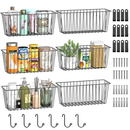 Simple Trending 6 Pack Wire Basket Wall Mount Hanging Baskets