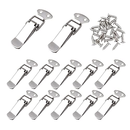 Lesnala 12 Pcs Stainless Steel Spring Toggle Lock with Clasp for Cabinets
