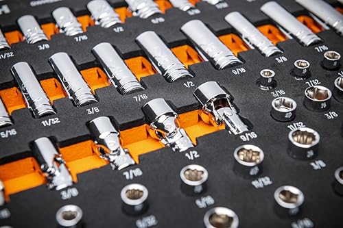 GEARWRENCH 68 Piece 1/4” Drive Master SAE Socket Set | GWMSSKT14SAE - style: 1/4" Chrome Sockets
