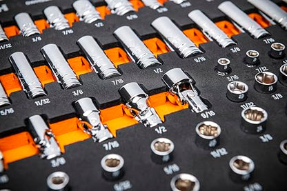 GEARWRENCH 68 Piece 1/4” Drive Master SAE Socket Set | GWMSSKT14SAE - style: 1/4" Chrome Sockets