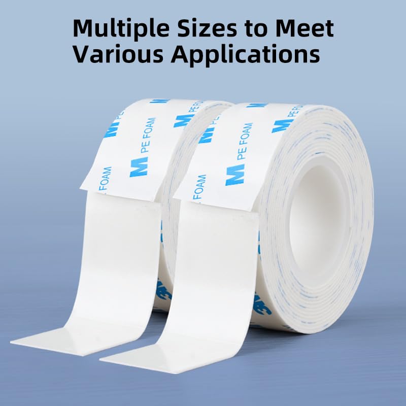 Heavy Duty Double Sided Foam Mounting Tape 0.4 Inch by 10 Feet Roll Waterproof Removable with Industrial Strength Adhesive for Picture Hanging Wall Mounting Automotive Trim DIY Crafts Projects