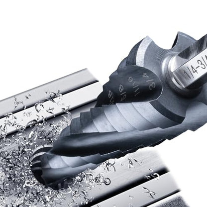 GRENPRO M35 Cobalt Step Drill Bit, 1/4"-3/4", TiAlN, 1/4" Hex Shank