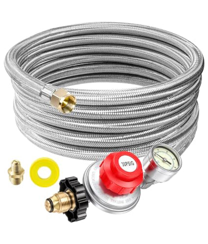 DPB 12FT Adjustable High Pressure Braided Propane Regulator with Hose - size: 12FT