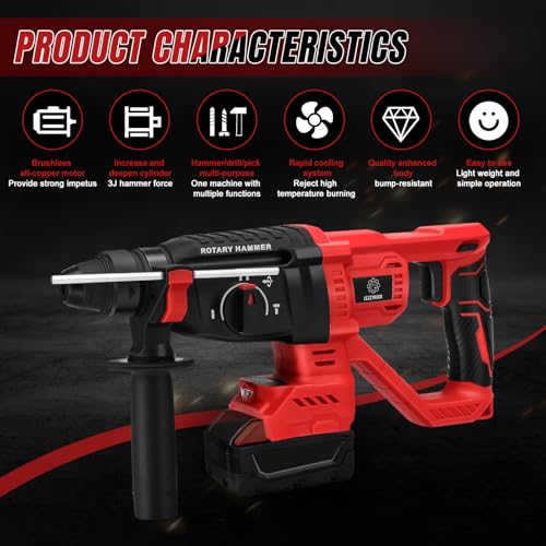 Cordless Rotary Hammer Drill for Milwaukee M18 18V Battery