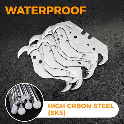 100PCS Utility Hook Blades, SK5 Carbon Steel Super Big Hook Trimming Blades, Safety Horn Knife Blade for Wallpaper, Cutting Carpets, Roofing, Industry Materials - color: 100pcs