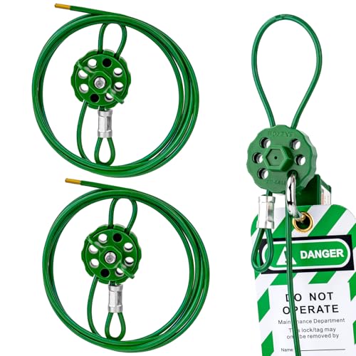 Lockout Tagout Cable Lock | 0.16'' × 78'' Adjustable Loto Locks | PVC-Coated Steel Cable for Valves & Panels | OSHA Compliant | Green, 2Pack - color: BD-L34A-2PCS