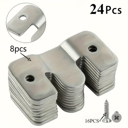 24pcs (8 Brackets+16 Screws) Stainless Steel Heavy-Duty Mounting Brackets