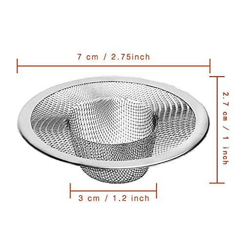 4pcs Heavy Duty Stainless Steel Kitchen Sink Strainer, 2.75" Top / 1" Mesh Metal Sink Strainer,Perfect for Kitchen Sink/Bathroom Bathtub Wash basin Floor drain balcony Drain Hole, Utility - size: 2.75"