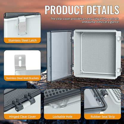 Joinfworld Outdoor Waterproof Electrical Box 13x13x5 with Clear Cover - size: 13"x13"x5" Clear