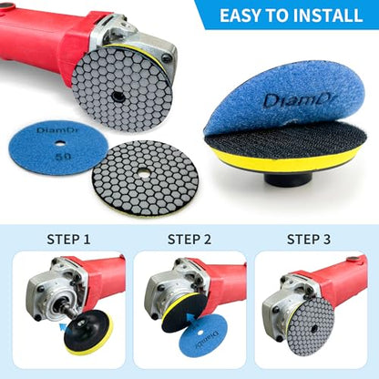 Dry Diamond Polishing Pads,6 Inch Polishing Pads Set of 8 Pieces Plus - size: 6 inch-50-6000