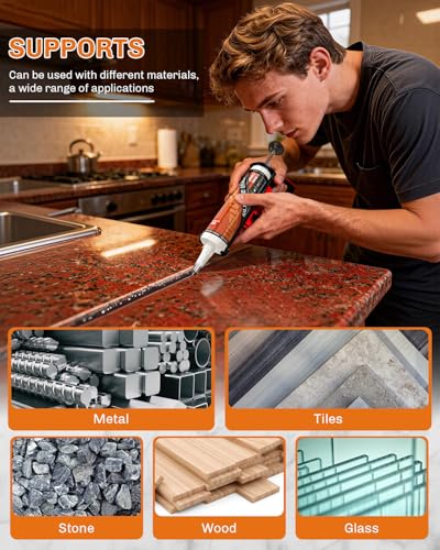 WELLUCK Dark Brown/Espresso Silicone Caulk, 100% Waterproof Caulking Silicone Sealant Flexible Adhesive, Matches Walnut, Mahogany, Jacobean, Dark Stained Oak, and Other Dark Wood finishes - color: Dark brown, size: 1 Pack