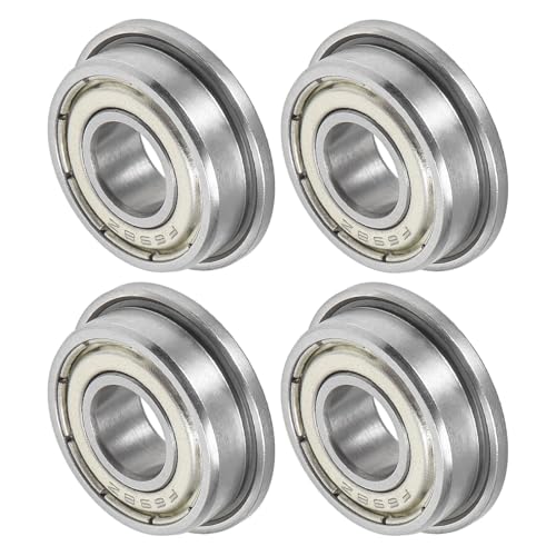 M METERXITY 4-Pack F698ZZ Flanged Ball Bearing, 8mm x 19mm x 6mm Double Metal Shielded Z1 Chrome (GCr15) Steel Flange Rip Bearings for Wheelbarrow/Printer/Fax Machines/Power Tools - size: 8mm x 19mm x 6mm