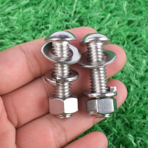 10 Sets 3/8-16 x 1 Button Head Socket Cap Bolts Screws, Hex Nuts, Flat & Lock Washers, 304 Stainless Steel 18-8 Fully Machine Thread, Silver - color: Silver, size: 3/8-16 x 1" (10 Sets)
