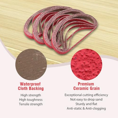 Taokyid 1/2 x 18 Inch Ceramic Sanding Belts, 36 Grit, 20 Pack - color: 36 Grit (20 pack)