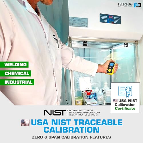 Acetylene Gas Detector (C2H2) by Forensics | USA NIST Calibration & Certificate | Dust & Explosion Proof | USB Recharge | Sound, Light and Vibration Alarms | 0-100 ppm |