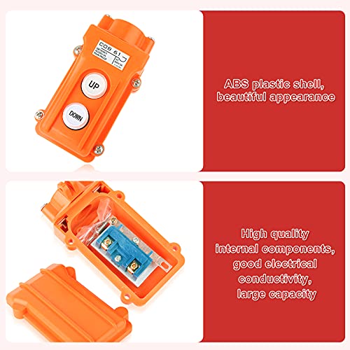 2Pcs Rainproof Crane Push Button Switch, COB61-UP-DOWN Crane Pendant Control Station Push Button Switch with Rubber Cable Barrel - size: 2