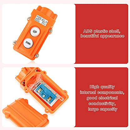 2Pcs Rainproof Crane Push Button Switch, COB61-UP-DOWN Crane Pendant Control Station Push Button Switch with Rubber Cable Barrel - size: 2